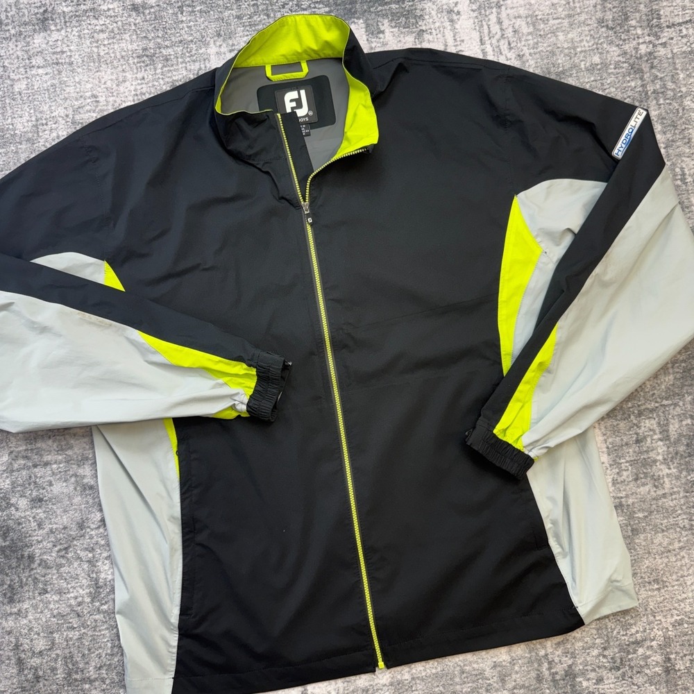 FootJoy Hydrolight Rain Golf Jacket Mens 2XL Black DryJoys Waterproof Packable